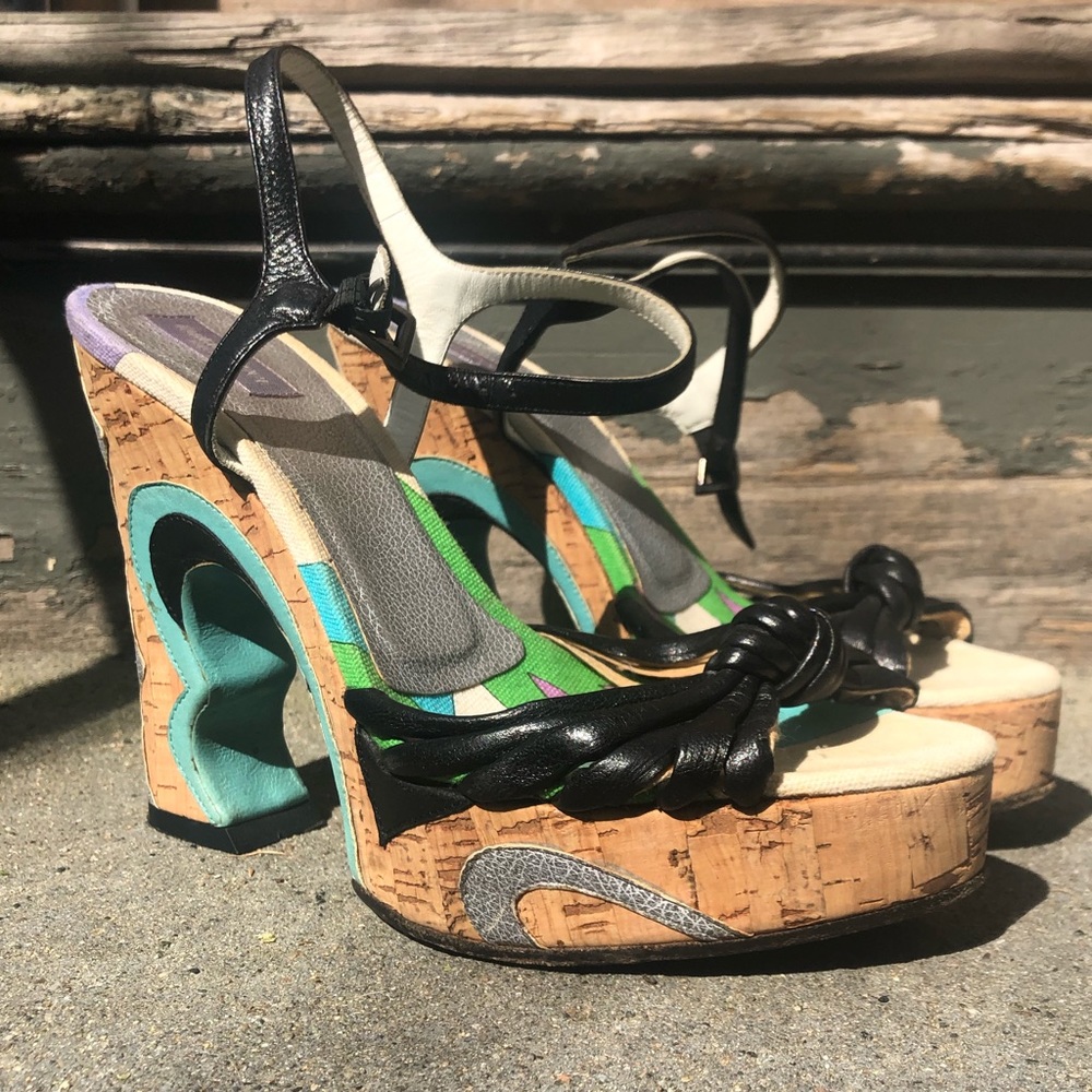 Emilio Pucci Wooden Cut Out Heels